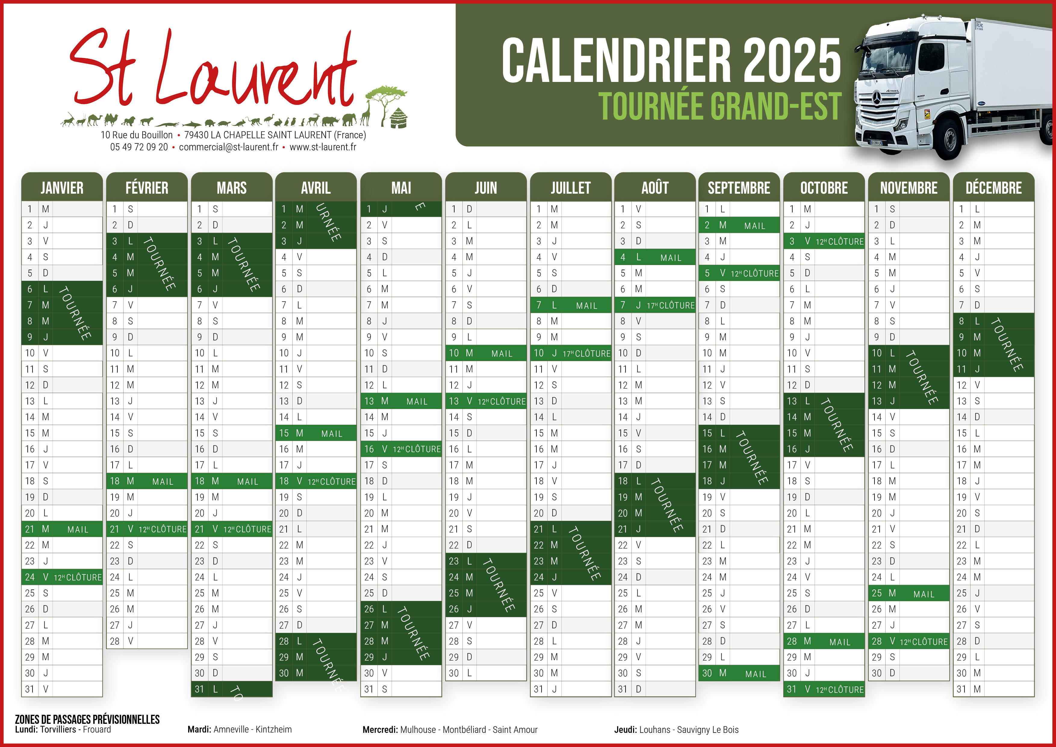 Calendrier tournée Grand-Est 2025